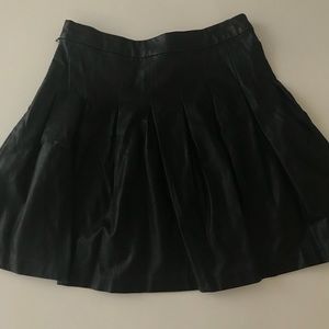 Pleated leather A line skater skirt